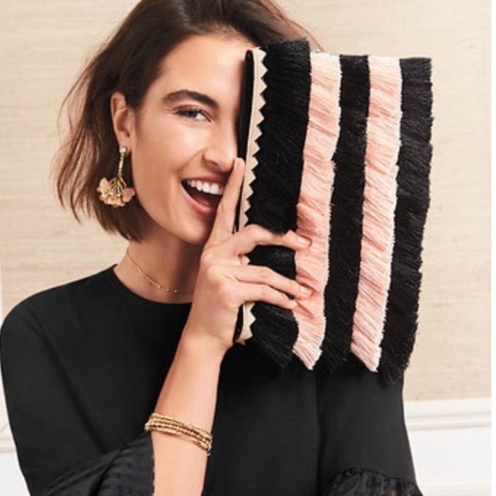 Stella & Dot Pink & Black Clutch
